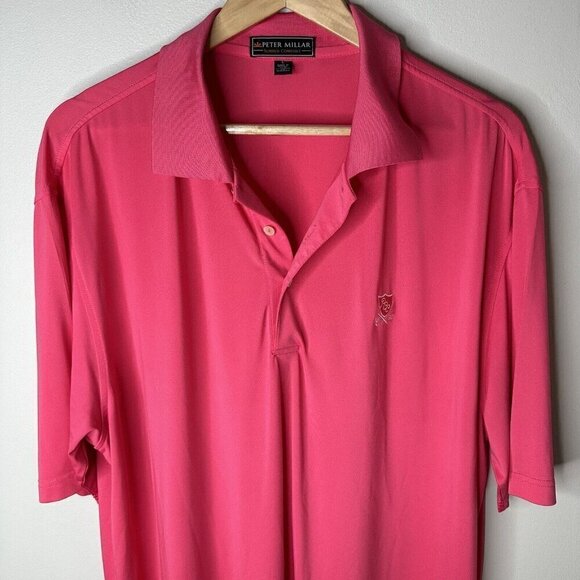 Peter Millar Summer Comfort Pink Golf Short Sleeve Country Club PCC Shirt Sz L - Picture 2 of 10
